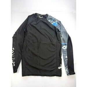 LAFROI Burst Men’s Large Rash Guard Long Sleeve Compression Shirt Black Patterne